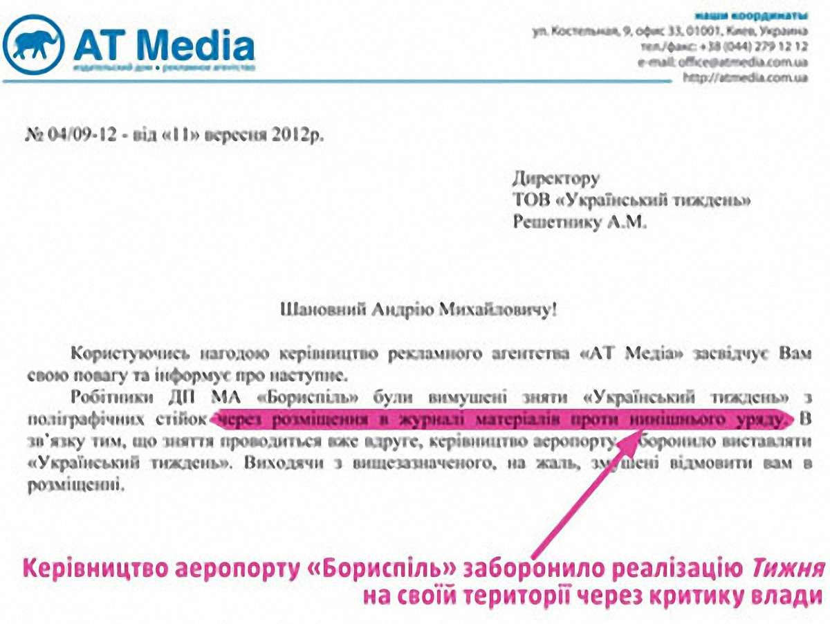 «Український тиждень» заборонили продавати у «Борисполі», - заява