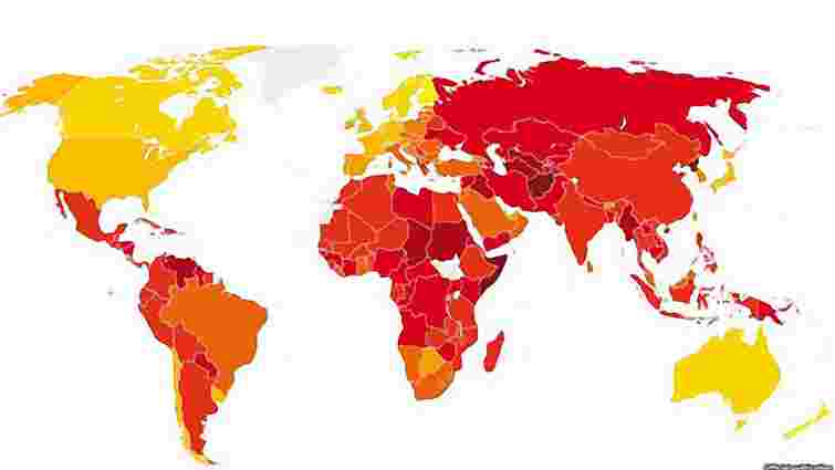 Україна  - 144 в Індексі сприйняття корупції Transparency International 