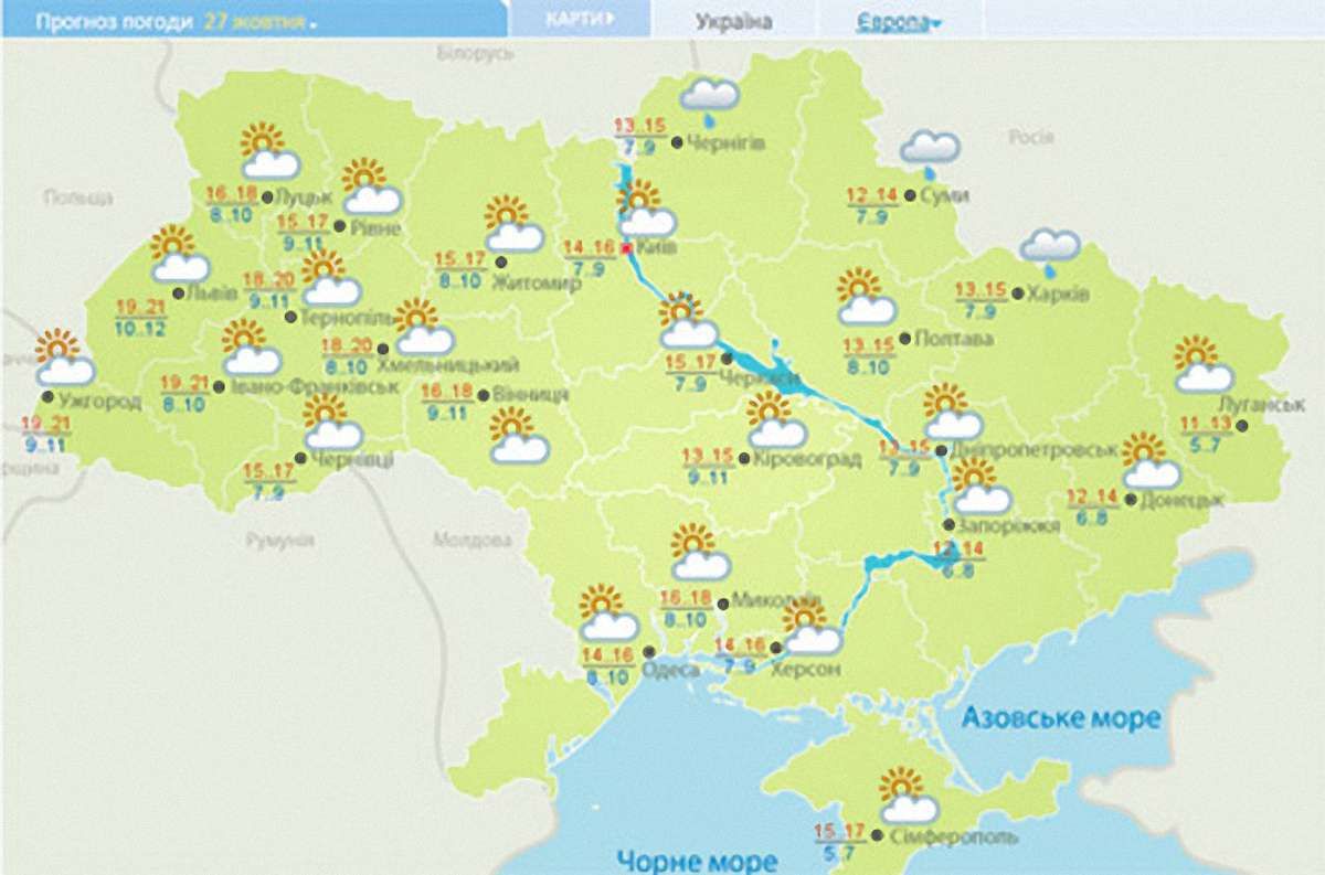 Днями в Україні – тепло і вітряно