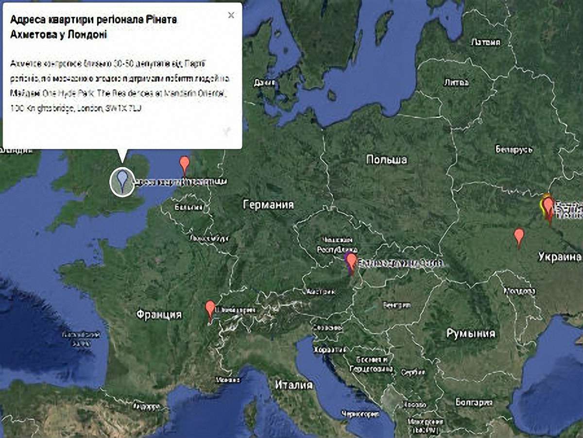 Активісти створили карту палаців представників влади