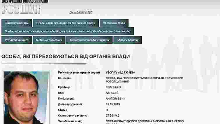 МВС оголосило в розшук автомайданівця Олексія Гриценка