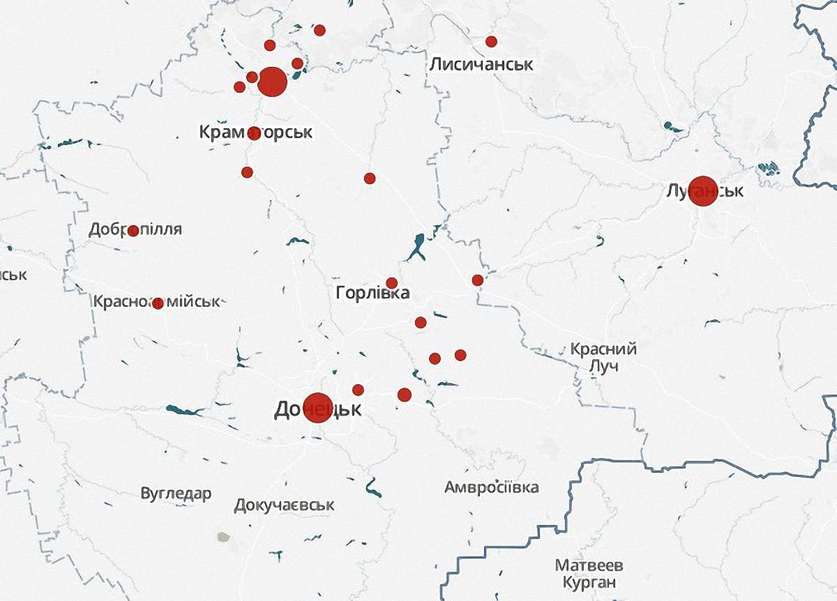 Гарячі точки півдня і сходу України (інтерактивна мапа)