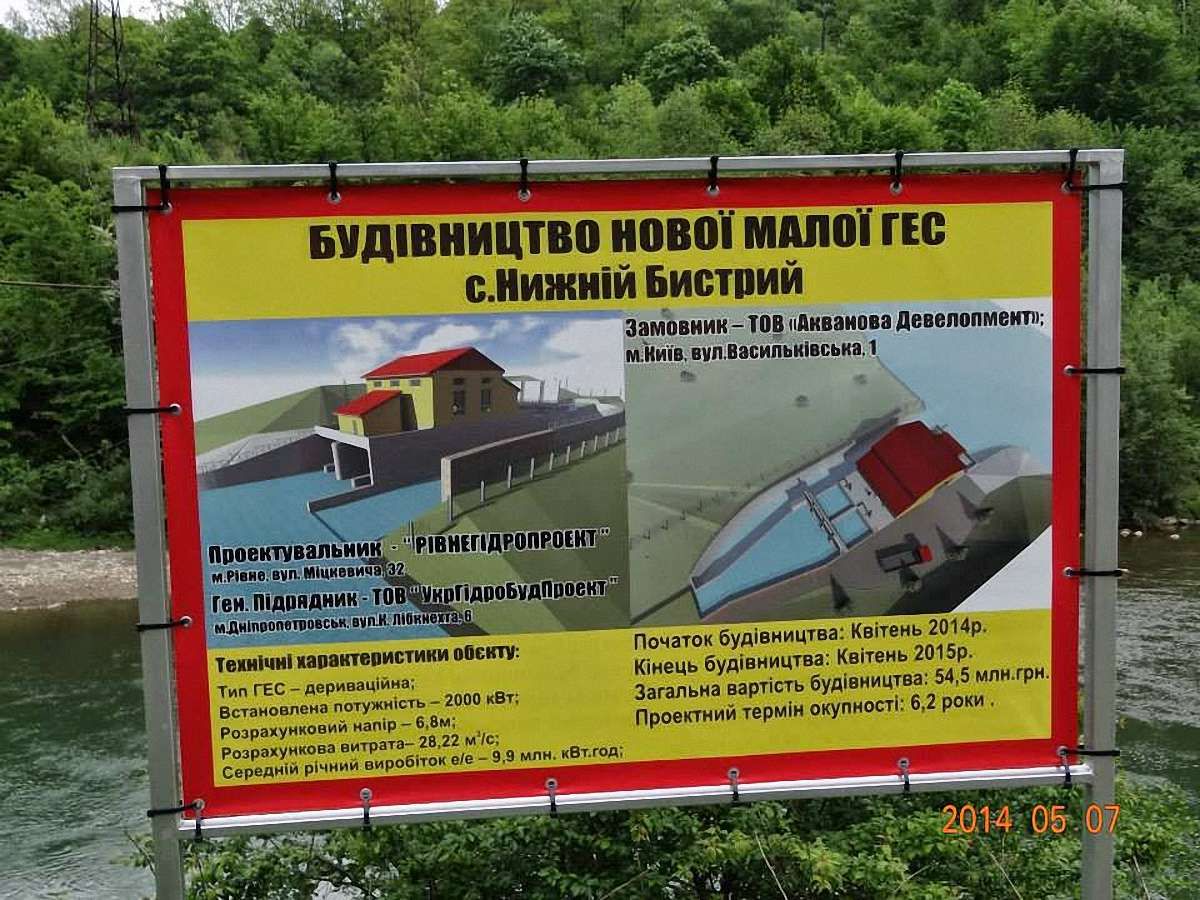 На Закарпатті озброєні люди зруйнували недобудовану міні-ГЕС