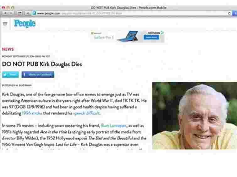 Журнал People помилково «поховав» Кірка Дугласа