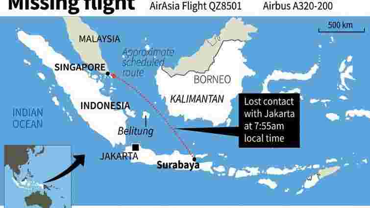 Рятувальники виявили уламки зниклого лайнера авіакомпанії AirAsia