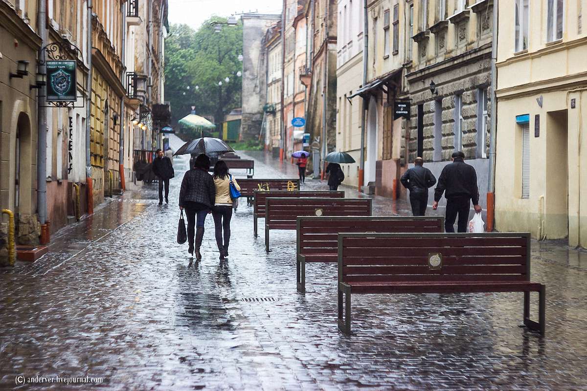 В центрі Львова двоє хлопців вкрали лавку для відпочинку