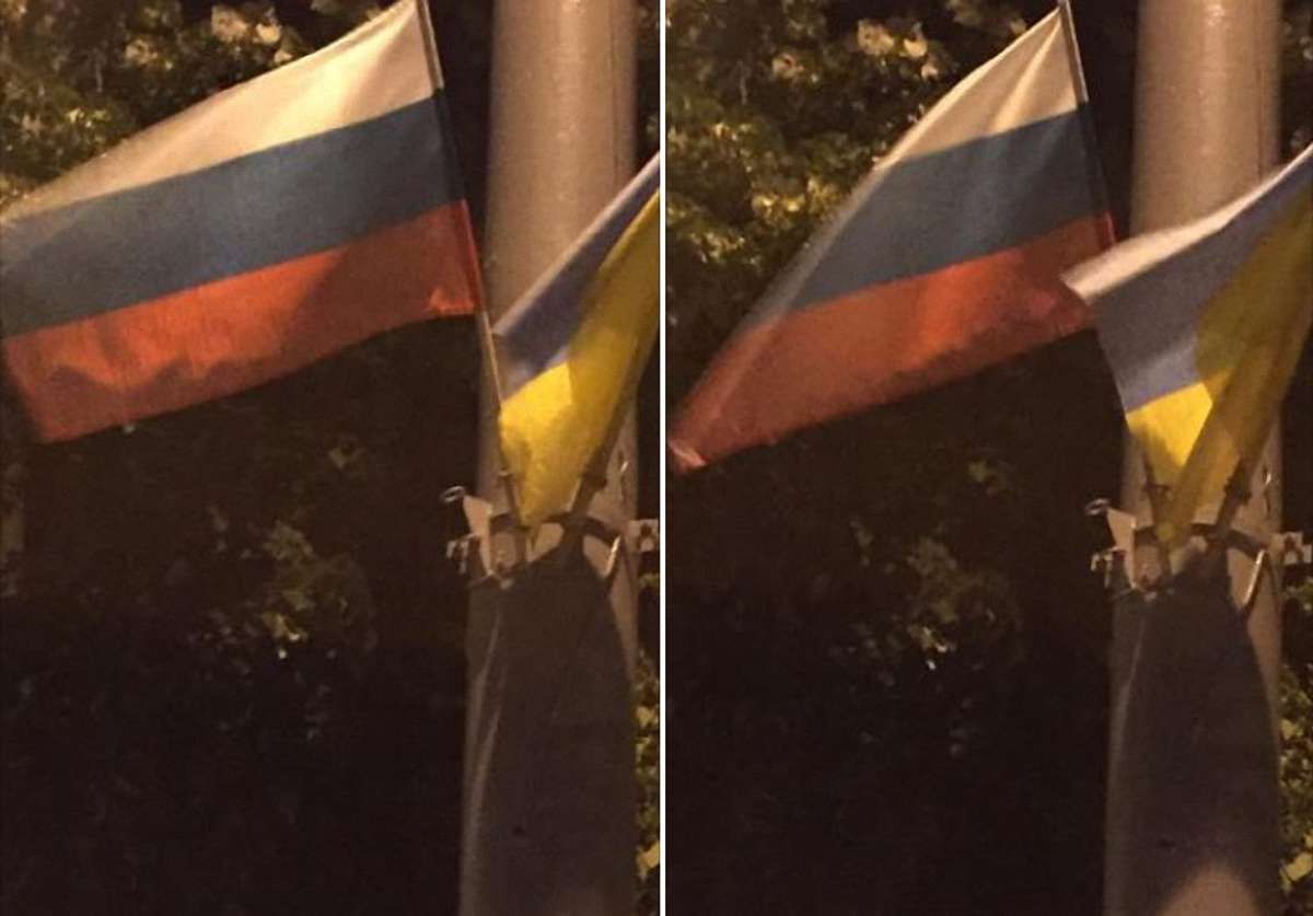 На честь візиту болгарського президента у Києві помилково вивісили російські прапори