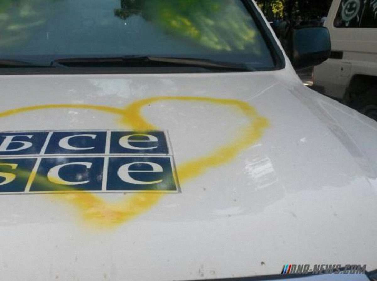 У Донецьку розфарбували 30 автомобілів ОБСЄ під час акції протесту