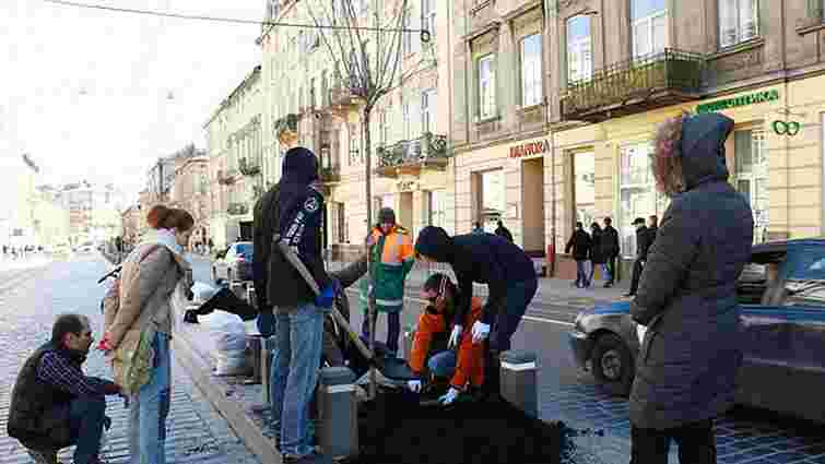 На вул. Городоцькій у Львові досадили зламані поліцейським сакури