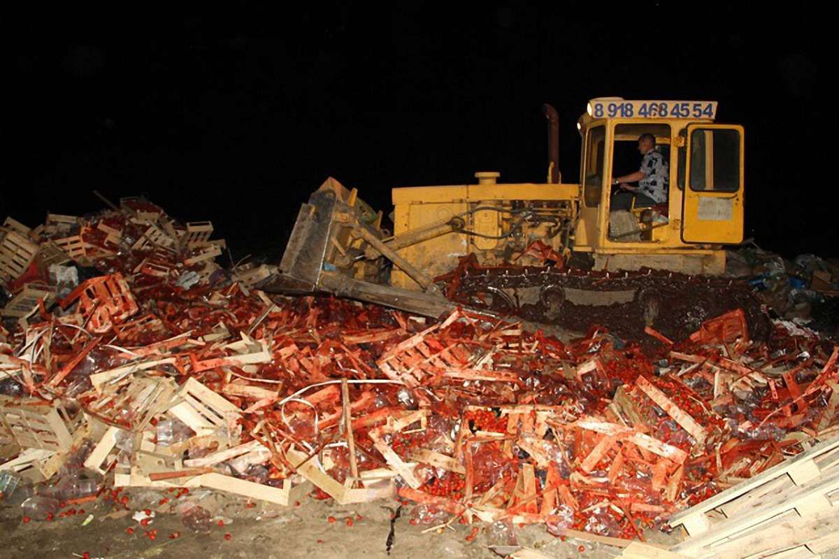 У Росії бульдозером розчавили 38 тонн полуниці з України