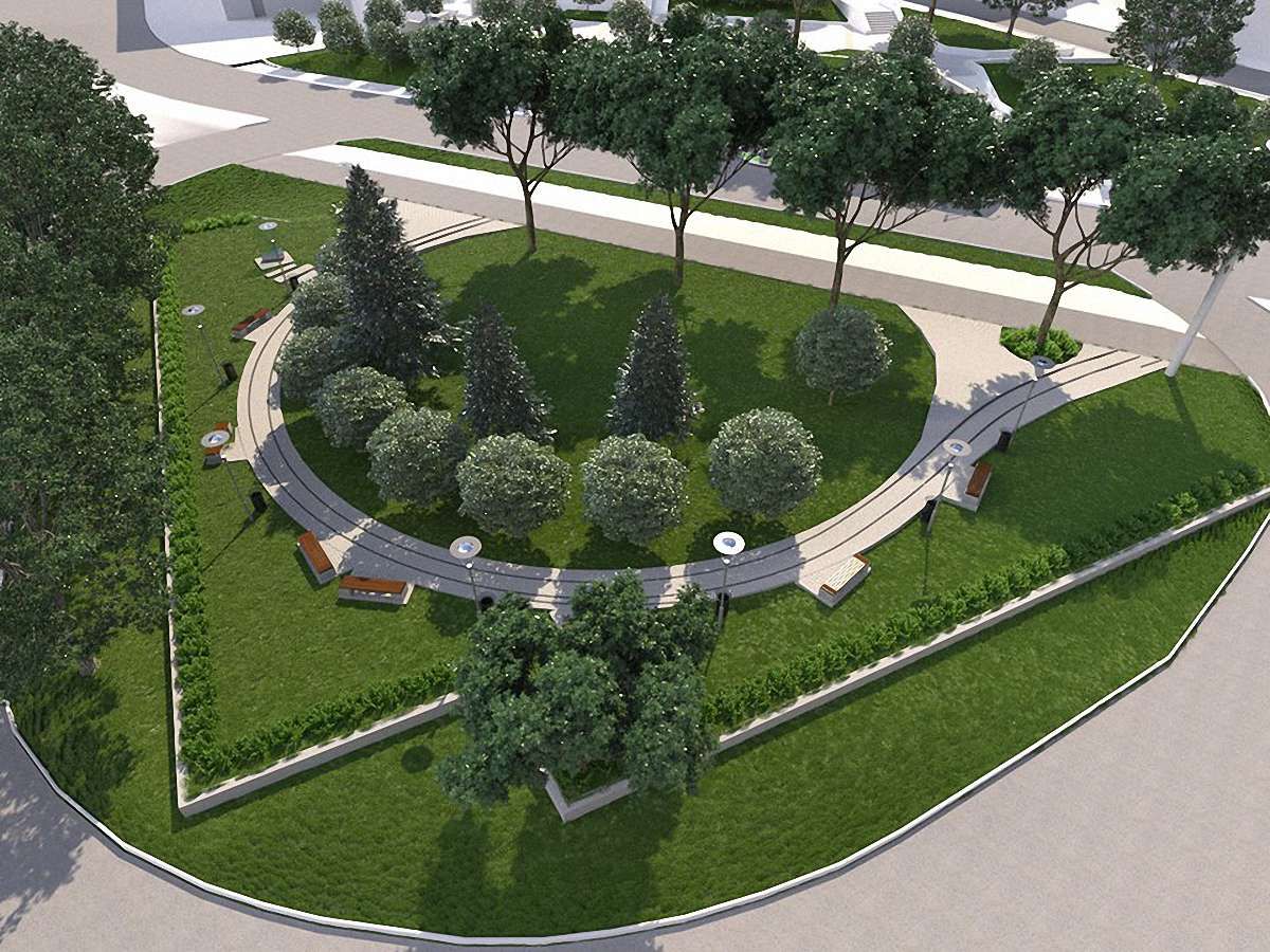 Колишнє трамвайне кільце у Львові перетворять на сквер з LED-підсвіткою