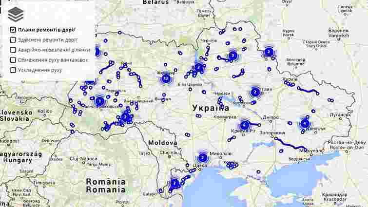 Запрацювала інтерактивна карта ремонту доріг «Укравтодору»