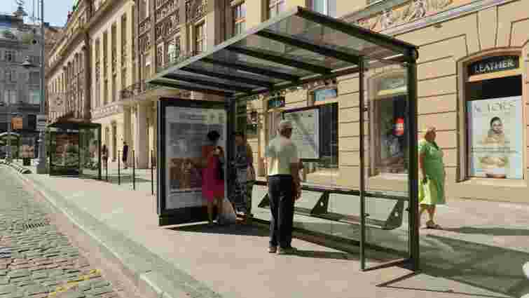 На семи зупинках громадського транспорту в центрі Львова встановлять нові павільйони