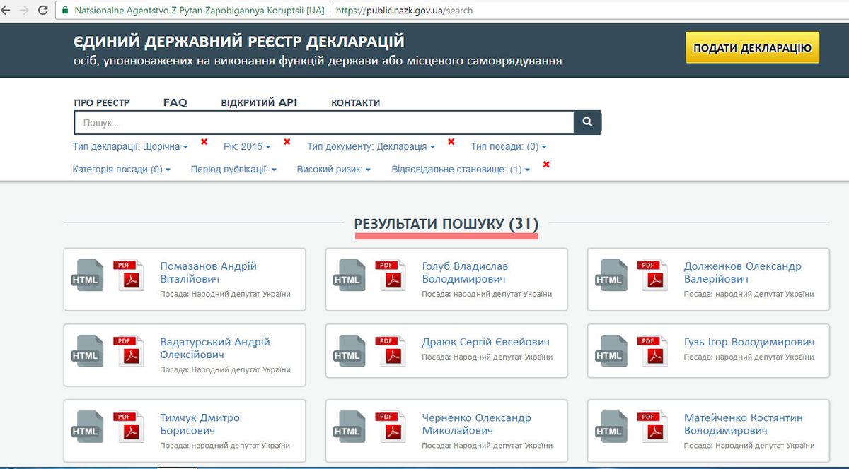 Депутати не поспішають подавати інформацію про своє майно в електронних деклараціях