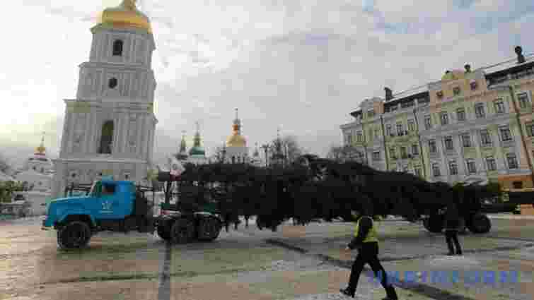 До Києва привезли 26-метрову новорічну ялинку