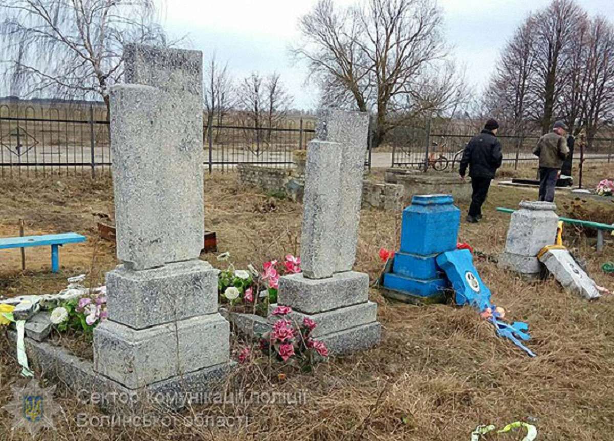 На Волині затримали вандала, котрий потрощив три десятки надгробків на цвинтарях