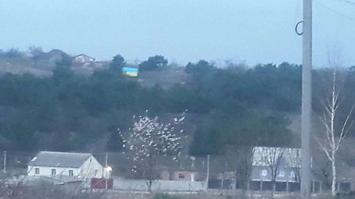 В окупованому Сімферополі над мечеттю невідомі вивісили прапор України