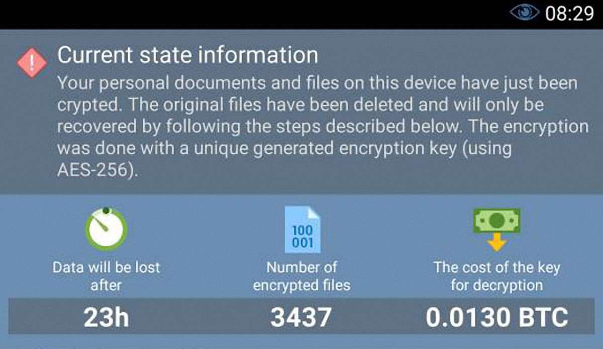 Компанія Eset виявила перший вірус, який блокує екрани смартфонів і вимагає гроші