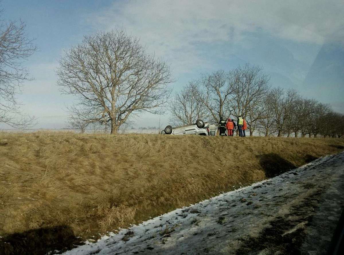 Біля Львова рятувальники витягли заблокованого водія з перекинутого авто
