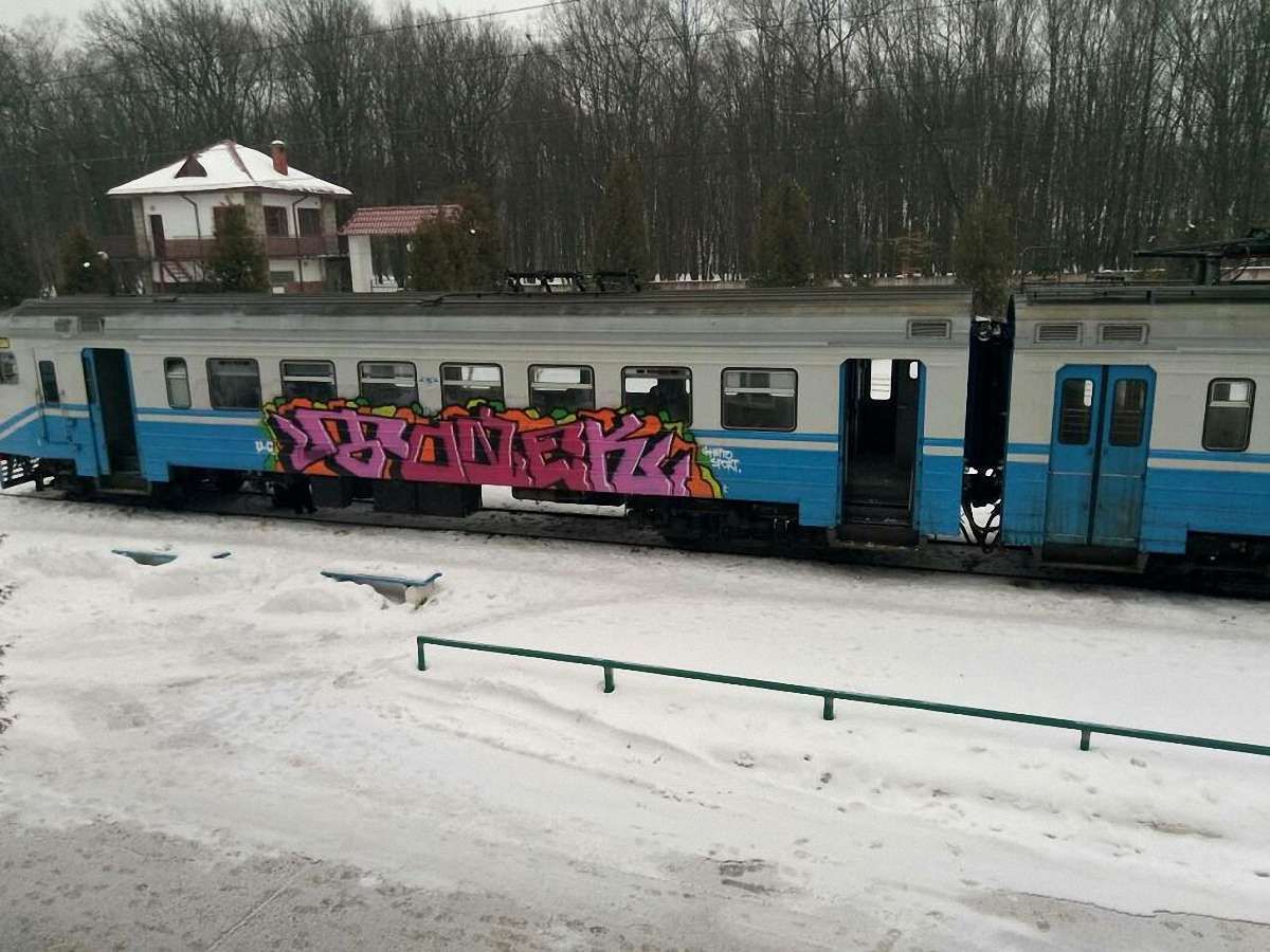 Вночі у Трускавці невідомі розмалювали вагони електропоїзда