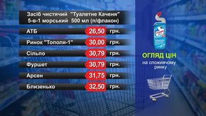 Засіб чистячий «Туалетне Каченя». Огляд цін у львівських супермаркетах за 6 квітня