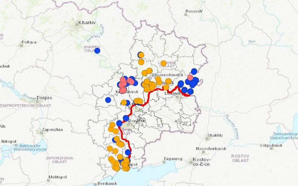 Міноборони показало інтерактивну карту замінованих територій Донбасу