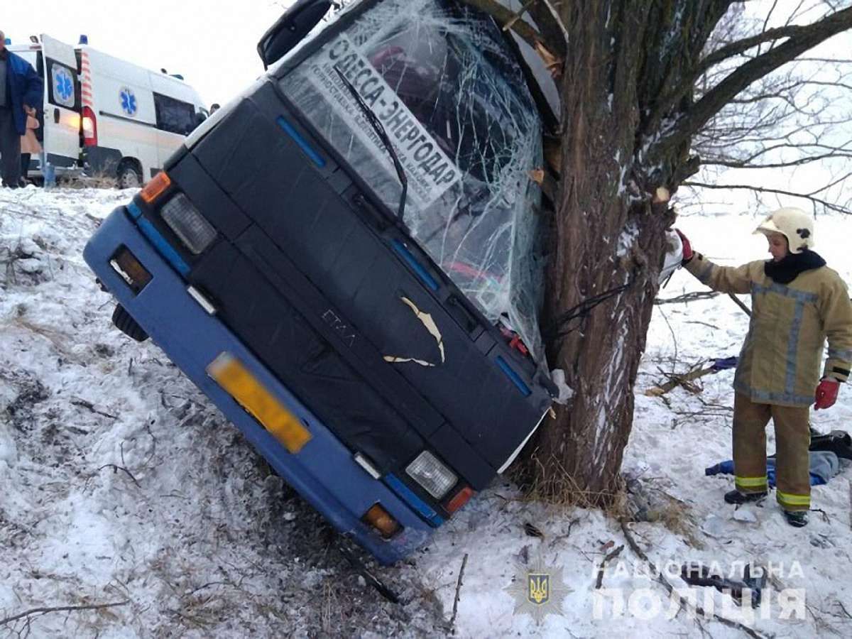 На Херсонщині рейсовий автобус з пасажирами злетів у кювет, є постраждалі