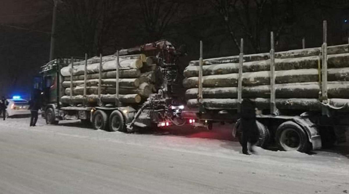 У Львові патрульні затримали дві вантажівки з деревиною без документів