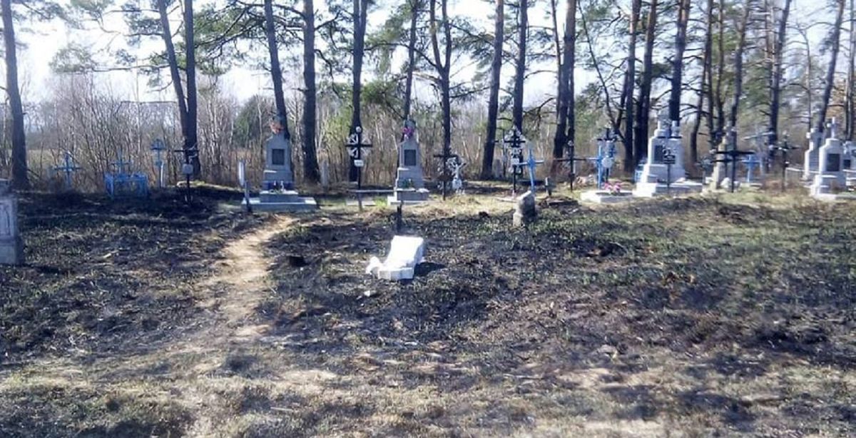 На Львівщині селяни під час толоки випадково спалили частину кладовища