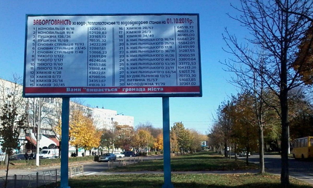 Мукачівська мерія публікуватиме адреси боржників на білбордах
