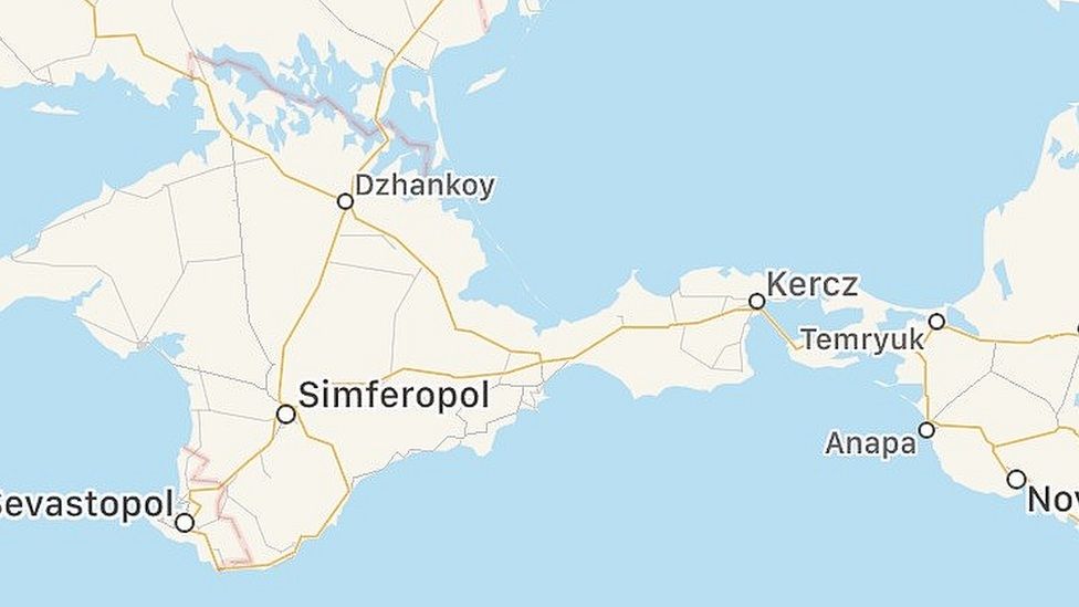 Apple для росіян стерла кордон між окупованим Кримом і Росією (скріншот з Apple Maps)