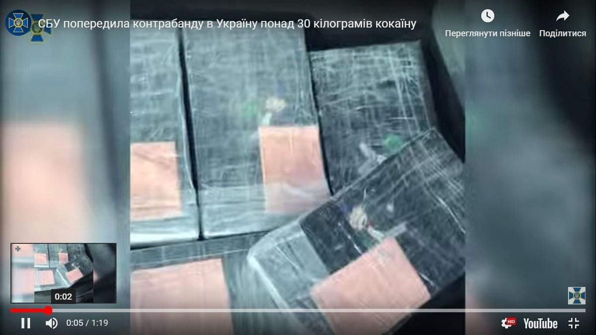 СБУ запобігла контрабанді в Україну 30 кг кокаїну
