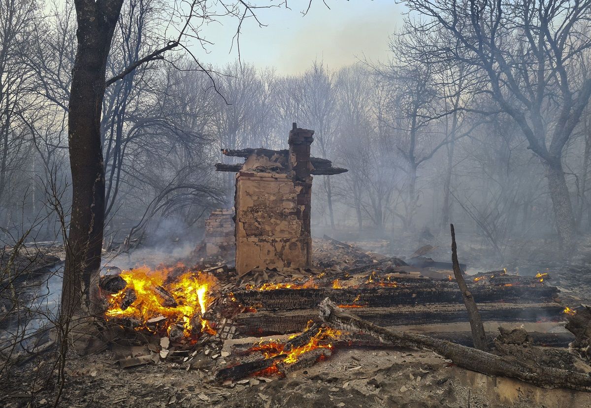 Пожежники продовжують гасити вогнища лісових пожеж у зоні відчуження