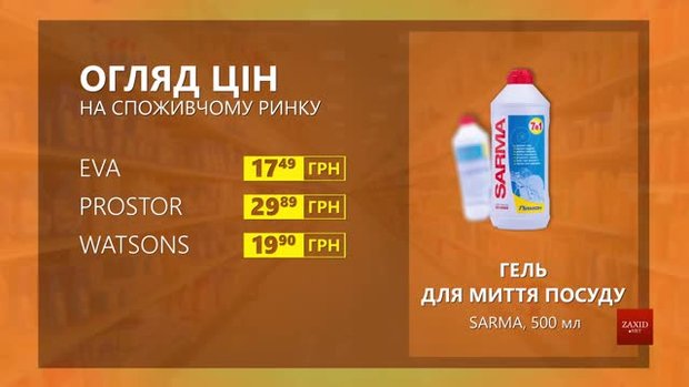 Огляд цін на гель для миття посуду Sarma у мережевих магазинах