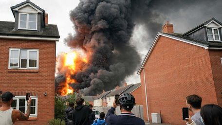На промисловому підприємстві в англійському Лемінгтоні сталася масштабна пожежа