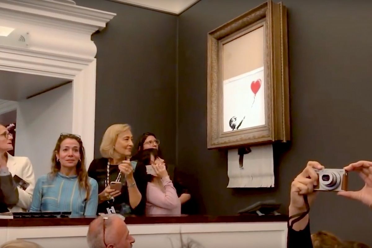 На аукціон Sotheby's виставили картину Бенксі, яка самознищилася у 2018 році