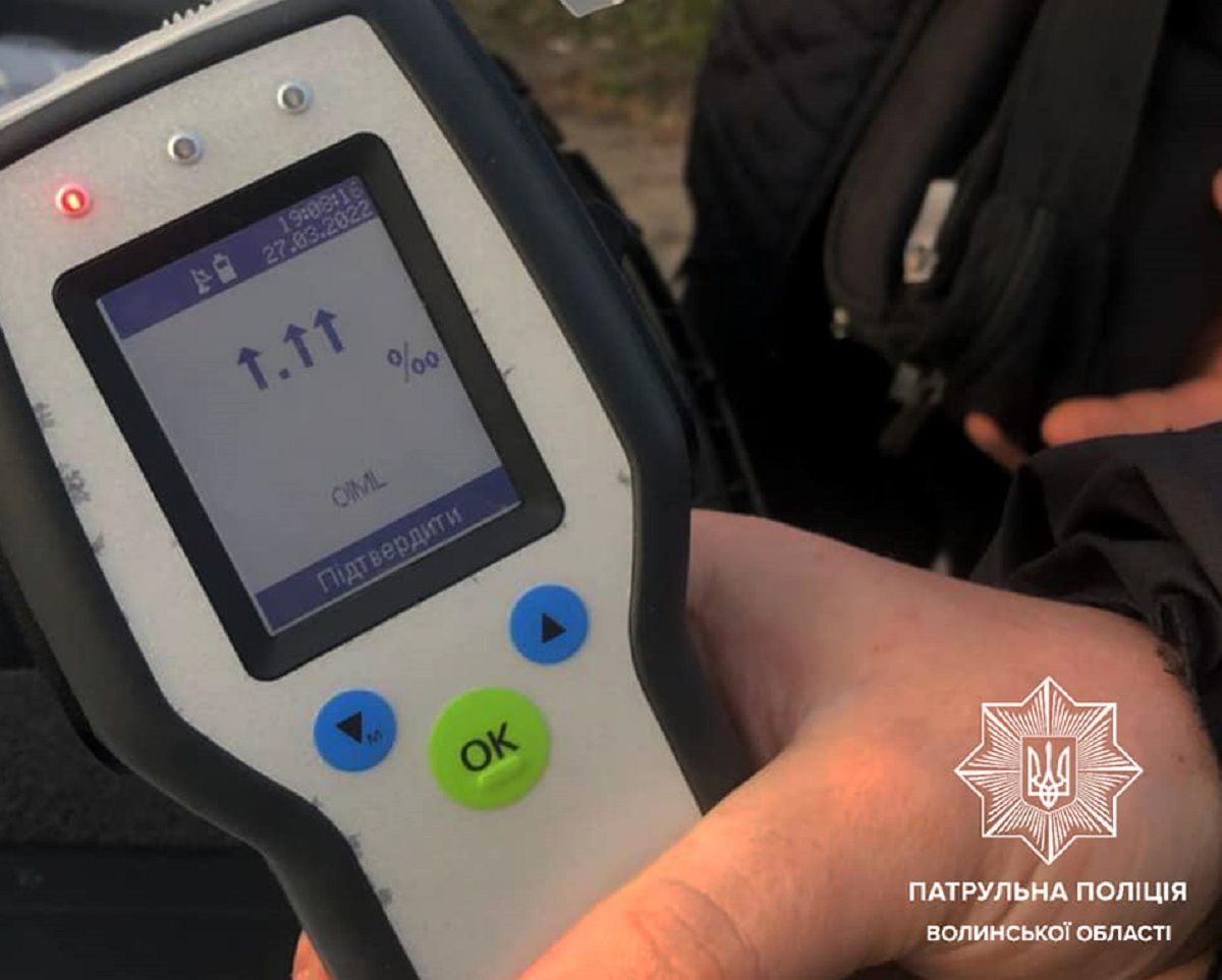 Поліція Волині виявила водія з 25-кратним перевищенням норми алкоголю