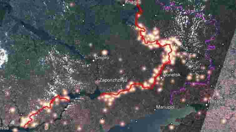 NASA показало лінію фронту в Україні з космосу