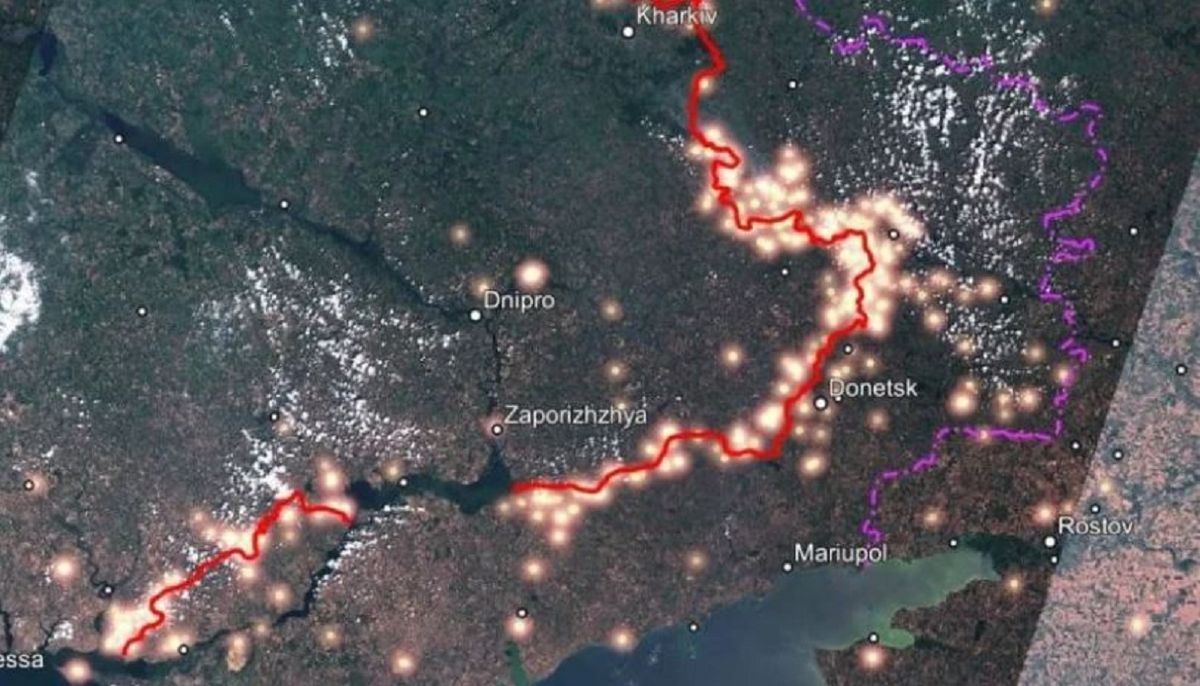 NASA показало лінію фронту в Україні з космосу