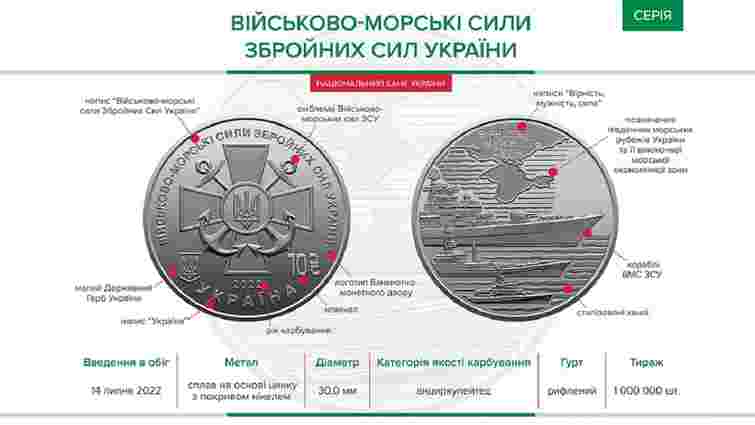 Нацбанк випустив пам’ятну монету на честь Військово-морських сил