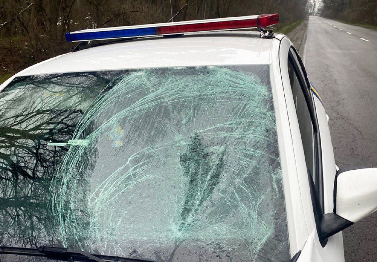 Двоє поліцейських постраждали внаслідок падіння льодової брили на авто біля Дубна