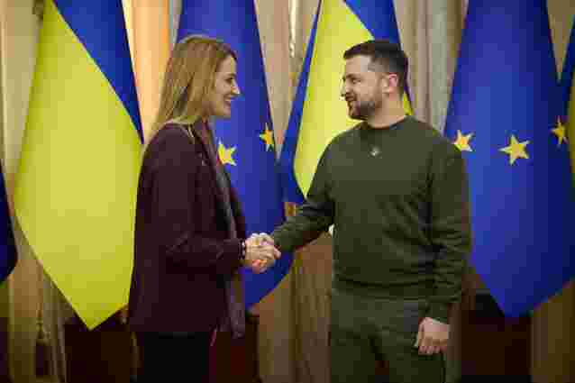 Зеленський у Львові зустрівся із президенткою Європарламенту Робертою Метсолою