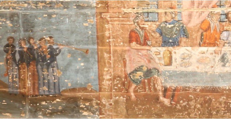 Розпис із зображенням людей в різночасовому одязі