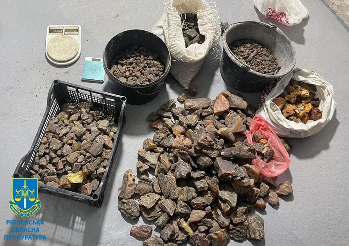 Поліція вилучила 200 кг бурштину в групи бурштинокопачів на Рівненщині