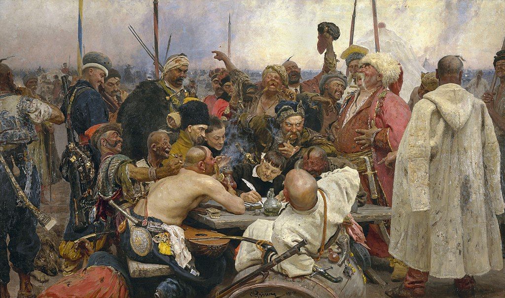 Картина Іллі Ріпина «Запорожці пишуть листа турецькому султанові», яка зберігається в російському музеї