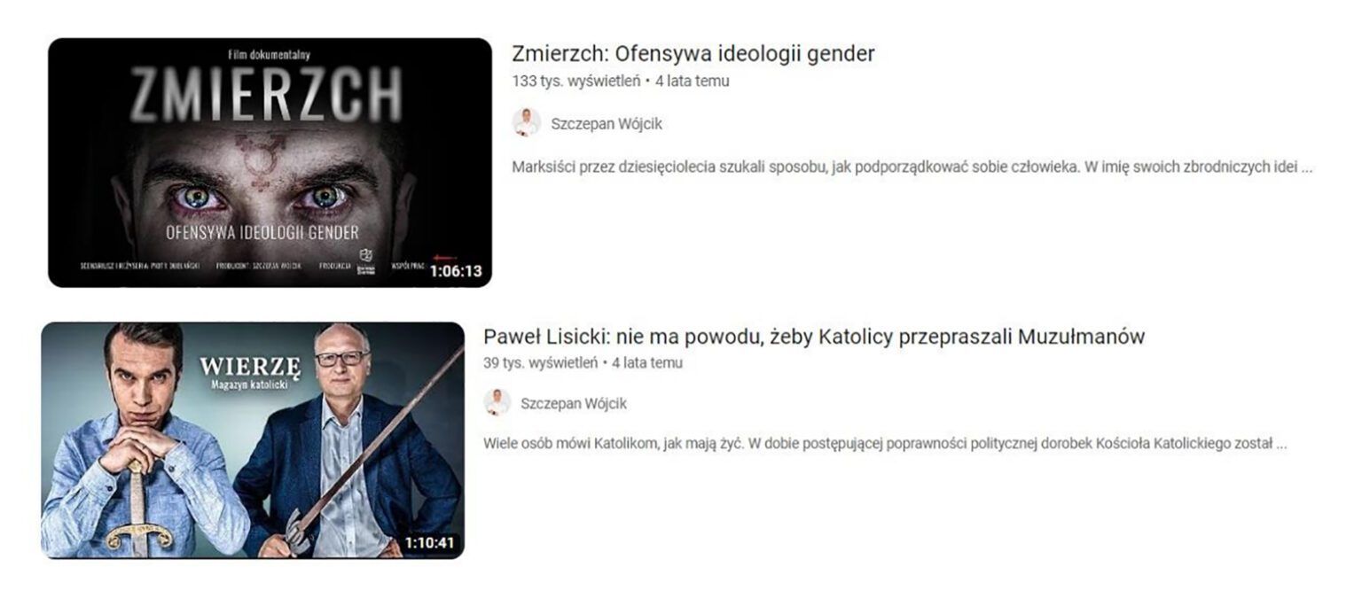 Щепан Вуйцик був режисером двох фільмів, які поширюють пропаганду проти ЛГБТ