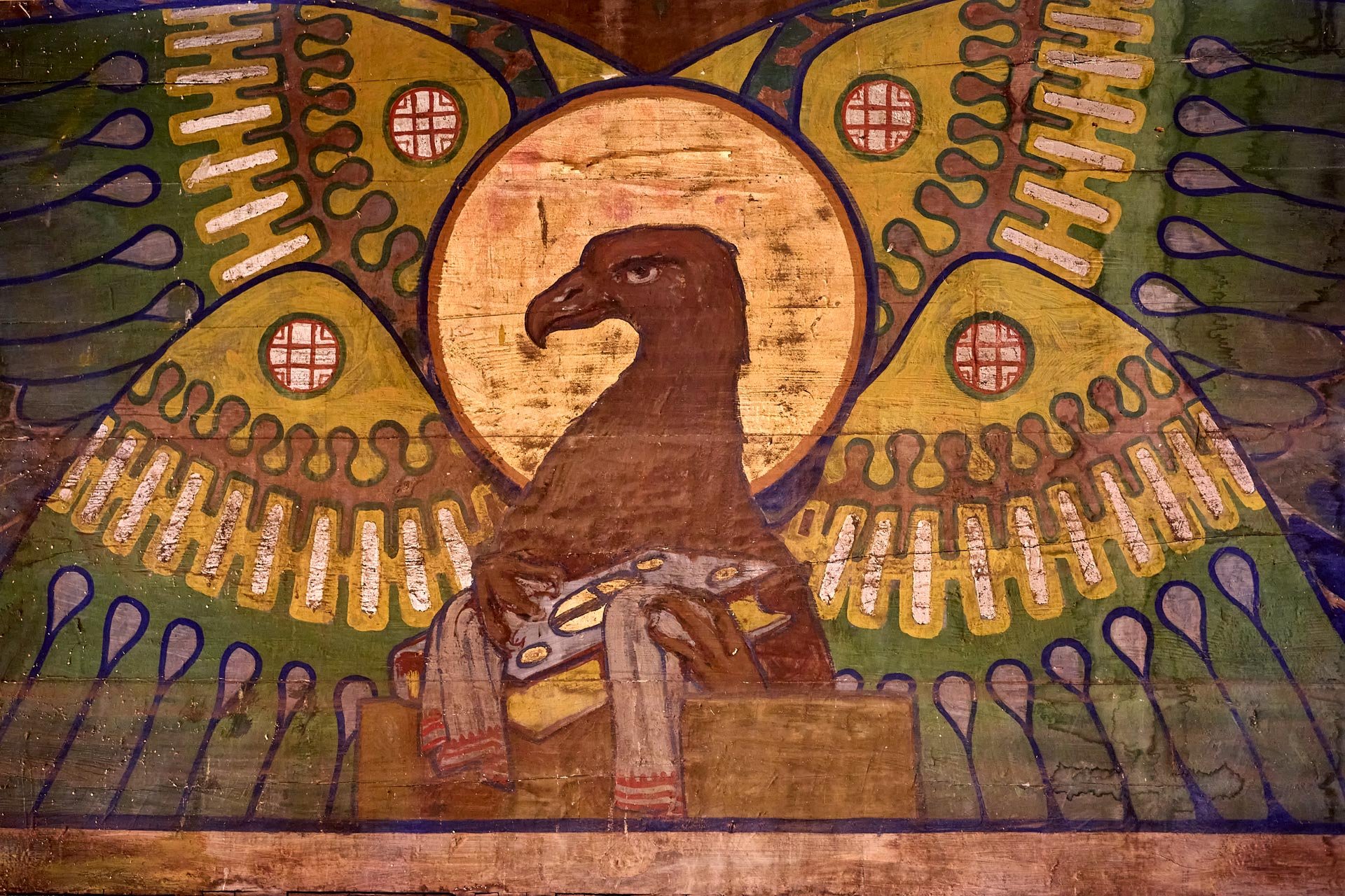 Символічне зображення євангеліста Івана в образі орла у церкві с. Поляни (фото проєкту «Дорогами мистецтва: інтерактивна мапа сакральної спадщини Львівщини»)