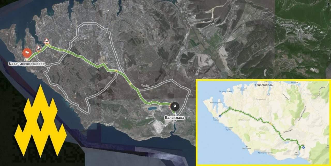 Маршрут переміщення російських автонавантажувачів (Колаж руху опору «Атеш»)