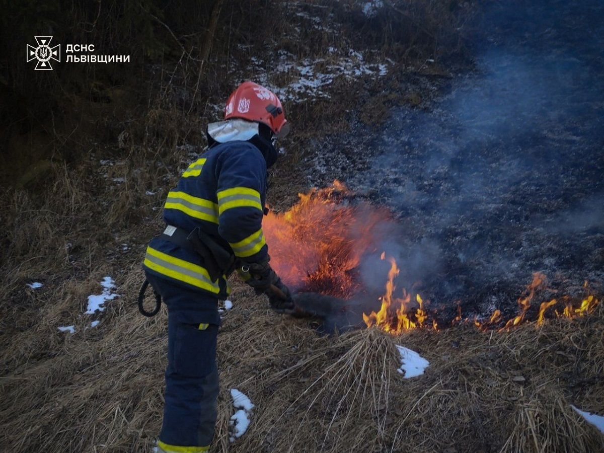 Поблизу Львова на місці пожежі сухої трави знайшли тіло чоловіка