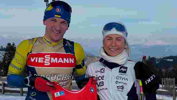 Українські біатлоністи виграли приз топатлета етапу КС і віддали його Інгрід Тандреволл